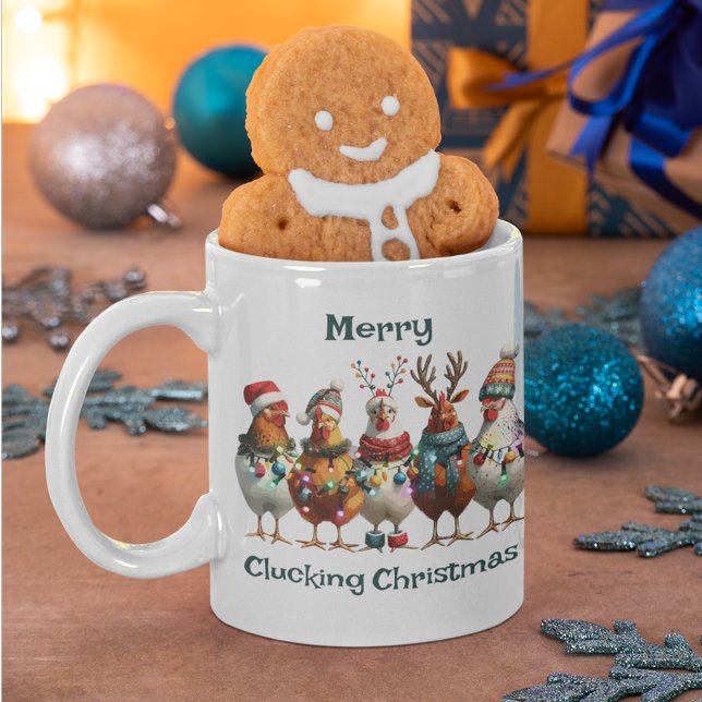 Taza De Café Navidades del Merry Clucking Chicken Verde Verde a (Subido por el creador)