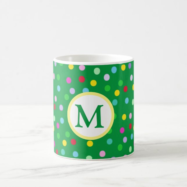 Taza De Café Navidades del Monograma Verde Coffee Mug (Centro)