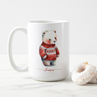 Taza De Café Navidades del oso blanco del oso polar de invierno