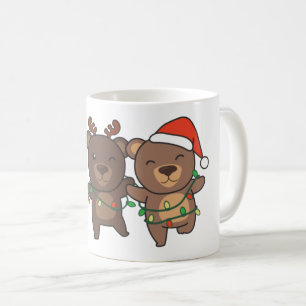 Taza De Café Navidades del oso Navidades animales cortan el caf
