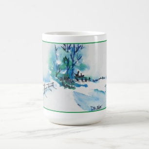 Taza De Café Navidades del paisaje de nieve de color acuático