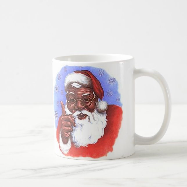 Taza De Café Navidades del Papá Noel afroamericano (Derecha)