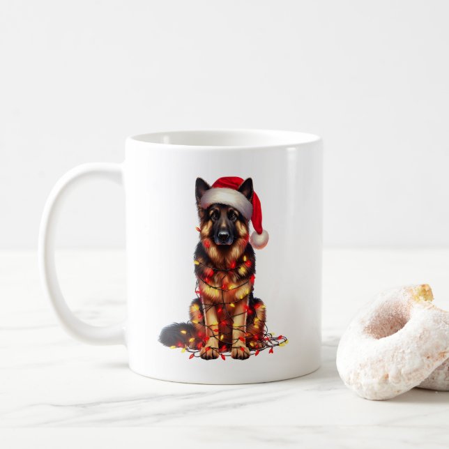 Taza De Café Navidades del Pastor Alemán (Con donut)
