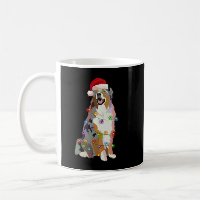 Taza De Café Navidades del Pastor Australiano Aussi alumbran Na (Izquierda)