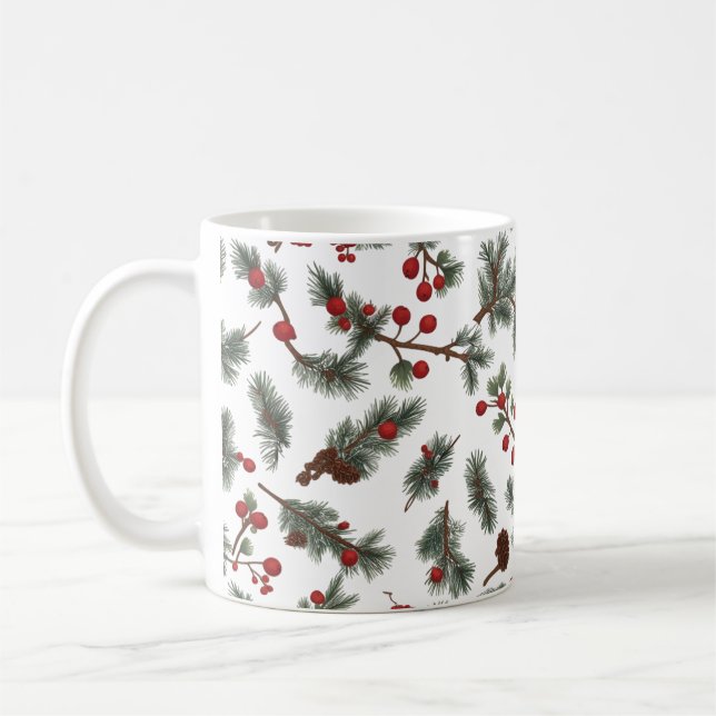 Taza De Café Navidades del patrón de guirnaldas de Woodland clá (Izquierda)