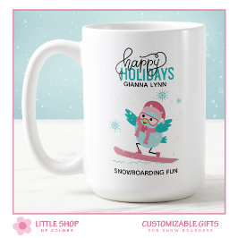 Taza De Café Navidades del personalizable Snowboarding Bluebird