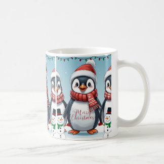 Taza De Café Navidades del pingüino de merry