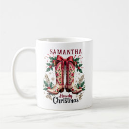 Taza De Café Navidades del tema occidental Howdy Cowgirl Boots