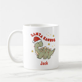 Taza De Café Navidades Dinosaurio Santasaurus Retro Nombre
