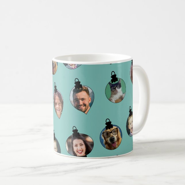 Taza De Café Navidades Divertidas fotos familiares enfrentan or (Anverso derecho)