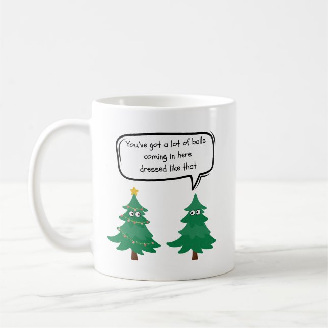 Taza De Café Navidades divertidos cantan árboles de Navidad (Izquierda)