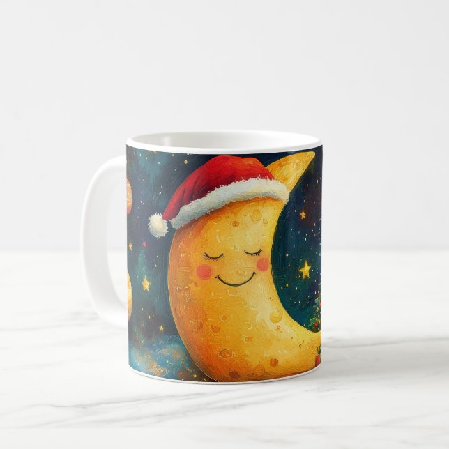 Taza De Café Navidades divertidos celebran la galaxia lunar (Anverso izquierdo)