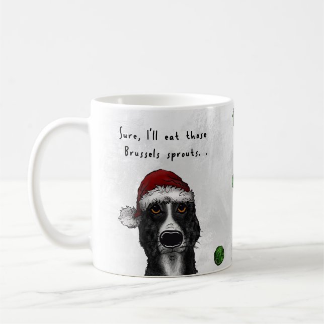Taza De Café Navidades divertidos Collie Mug de borde - brotes (Izquierda)