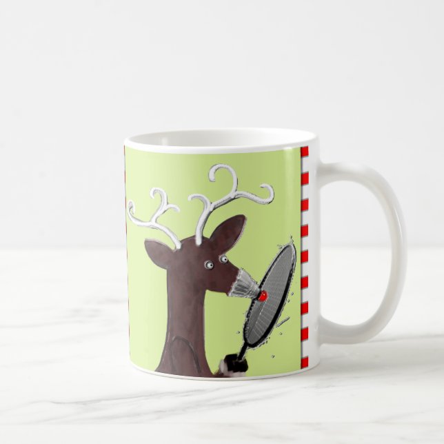 Taza De Café Navidades divertidos de Badminton (Derecha)