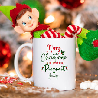 Taza De Café Navidades divertidos de Invitación de embarazo