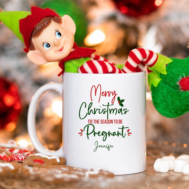 Taza De Café Navidades divertidos de Invitación de embarazo (Subido por el creador)