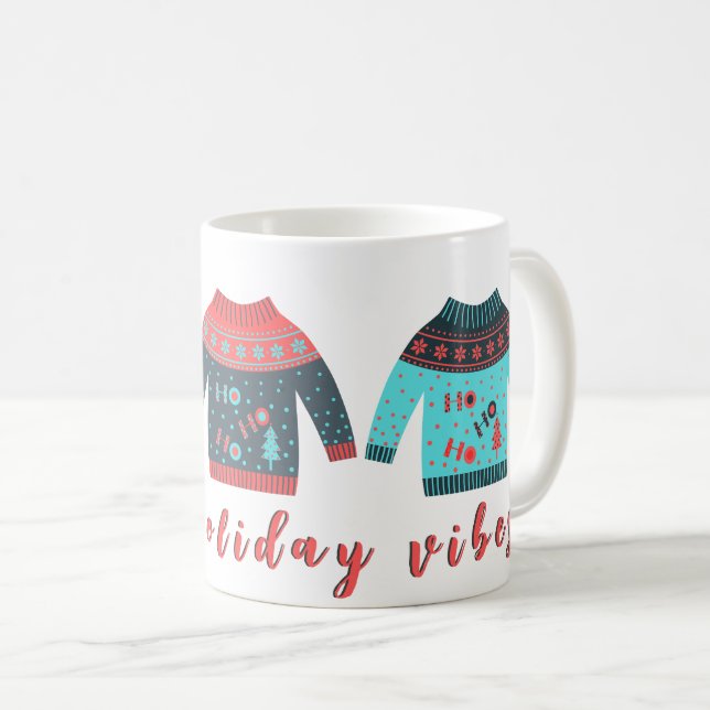 Taza De Café Navidades divertidos de las vacaciones vibran mal  (Anverso derecho)