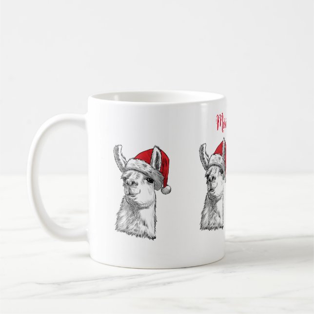 Taza De Café Navidades divertidos de Llama, muy personalizables (Izquierda)