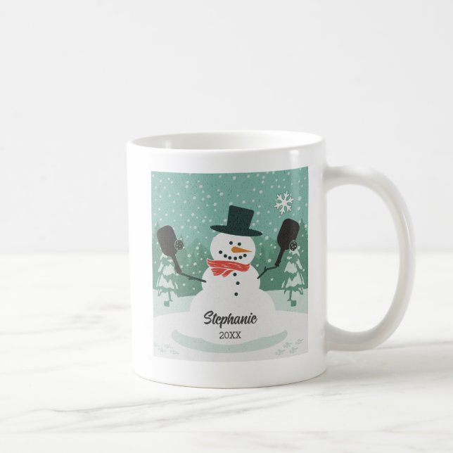 Taza De Café Navidades divertidos de voleibol Snowman personali (Derecha)
