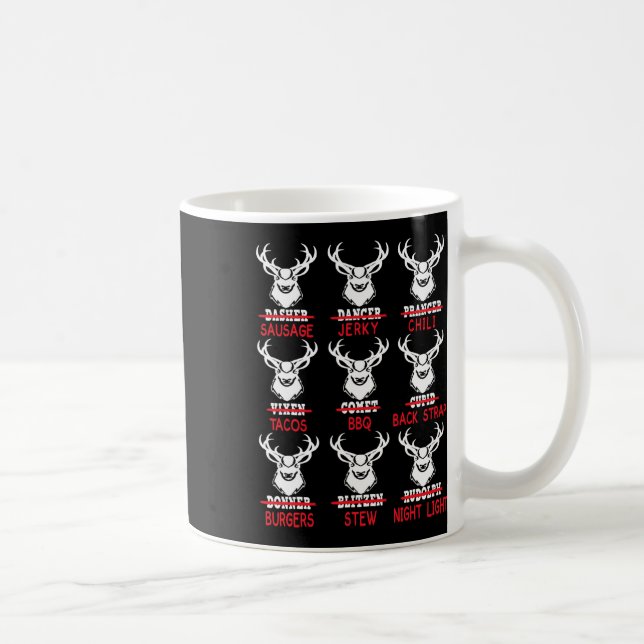Taza De Café Navidades divertidos Deer Bow Cazando a Santa Men  (Derecha)