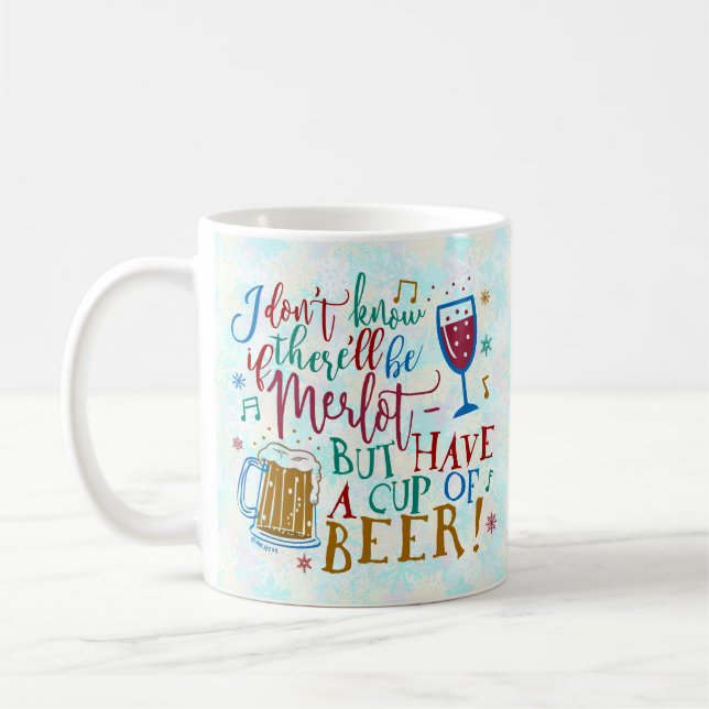 Taza De Café Navidades divertidos Merlot Wine Beer Typography H (Izquierda)