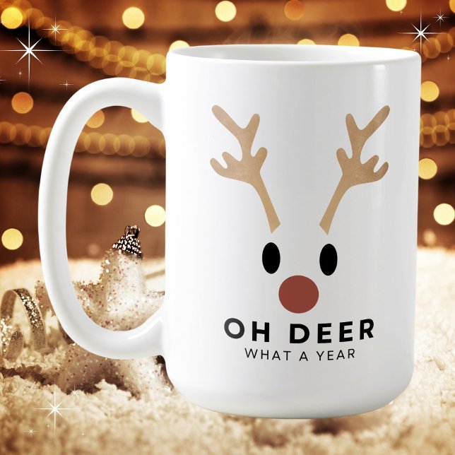 Taza De Café Navidades divertidos Oh Deer What a Year (Available in multiple mug types. 
)