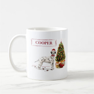 Taza De Café Navidades divertidos: Perro y árbol dalmatianos