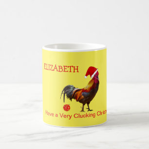 Taza De Café Navidades divertidos pollo saludo rojo amarillo