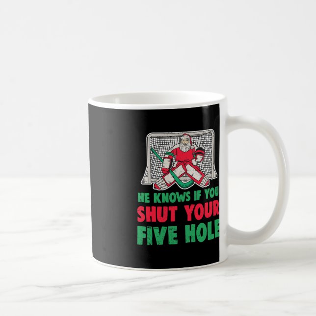 Taza De Café Navidades divertidos Santa Ice Hockey Goaltender 1 (Derecha)