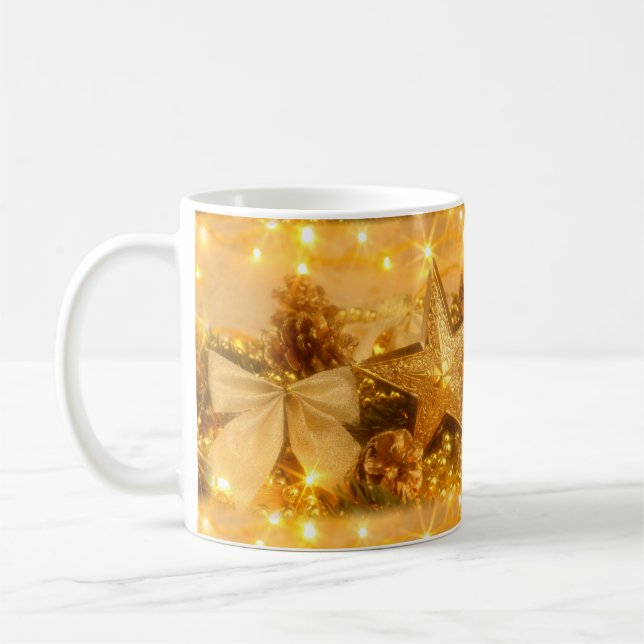 Taza De Café Navidades dorados Coffee Mug (Izquierda)