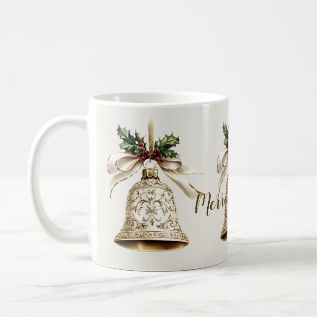 Taza De Café Navidades dorados doblan brillantes estrellas verd (Izquierda)