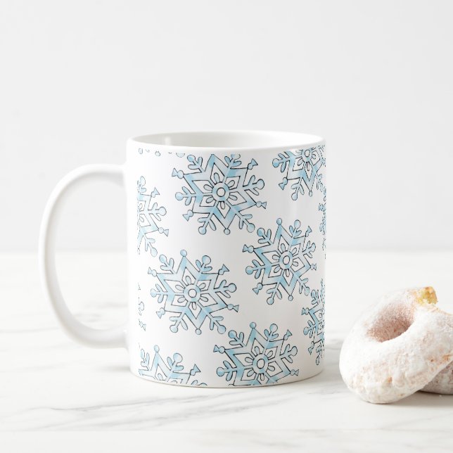 Taza De Café Navidades dulces copos de nieve, tormenta de nieve (Con donut)