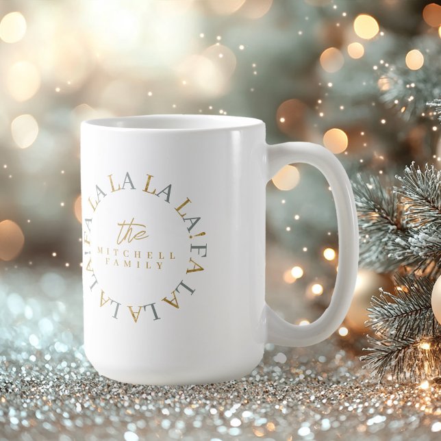 Taza De Café Navidades Earthy Green Gold Fa La ID1009 (Subido por el creador)