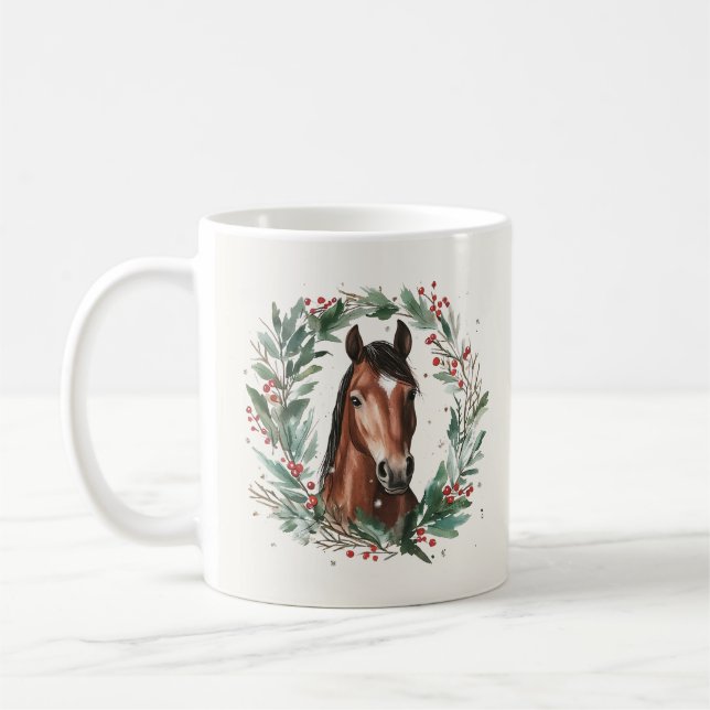 Taza De Café Navidades ecuestres: nombre de caligrafía de guirn (Izquierda)