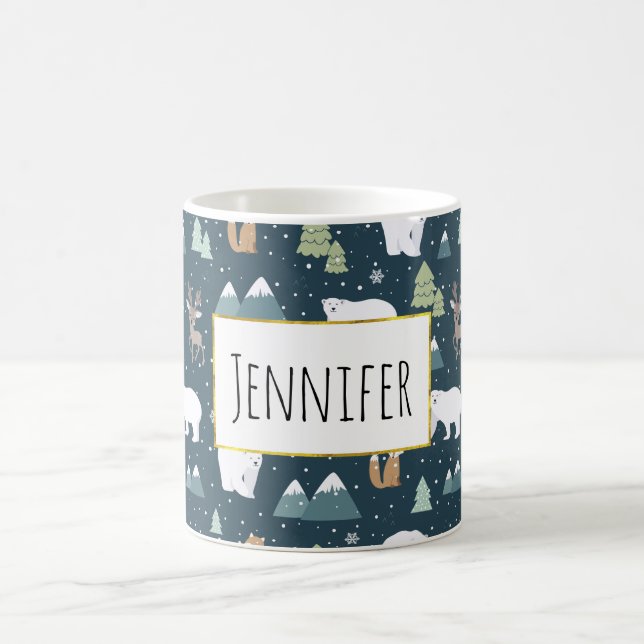 Taza De Café Navidades educados Animales de Invierno Patrón Rús (Centro)