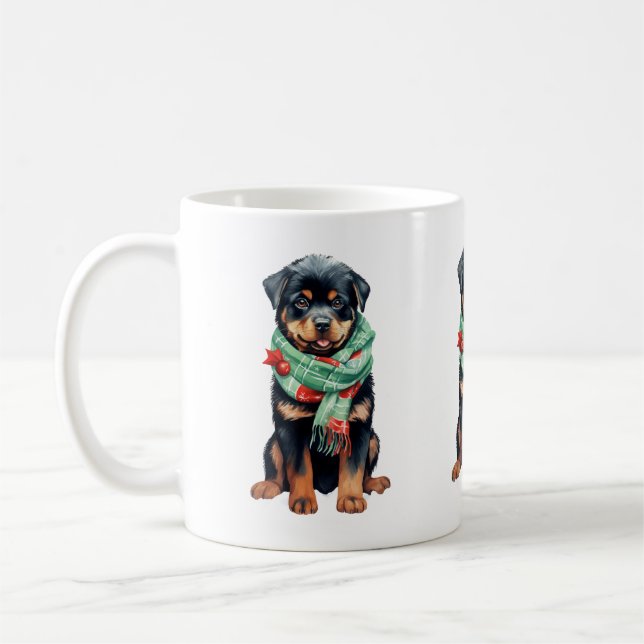 Taza De Café Navidades educados Rottweiler Mug - Amantes del pe (Izquierda)