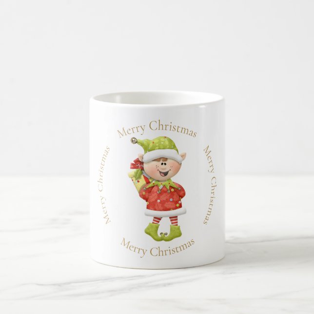Taza De Café Navidades Elf con presente (Centro)
