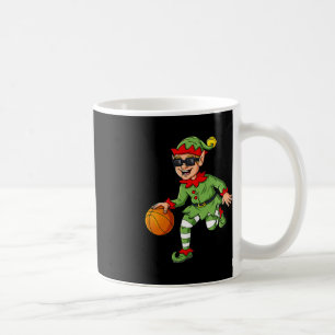 Taza De Café Navidades Elf Dribbling Baloncesto Divertido Niños