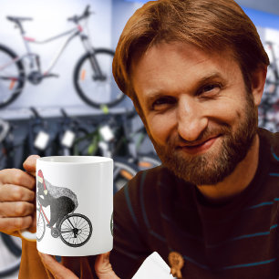 Taza De Café Navidades en bicicleta con un batidor de miel