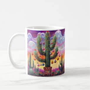 Taza De Café Navidades en el desierto Saguaro Cactus al suroest