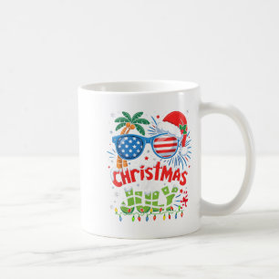 Taza De Café Navidades En Julio Bandera Estadounidense Playa De
