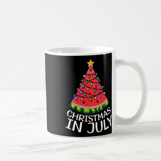 Taza De Café Navidades En Julio Watermelon Xmas Árboles Hombres (Derecha)
