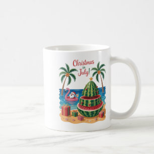 Taza De Café Navidades En Julio Watermelon Xmas Tree Santa Beac