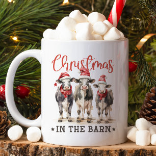 Taza De Café Navidades en vacas rusticas de granero en Santa Ha