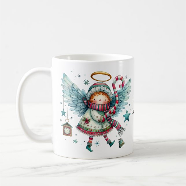 Taza De Café Navidades encantadores Angel Merry Christmas (Izquierda)