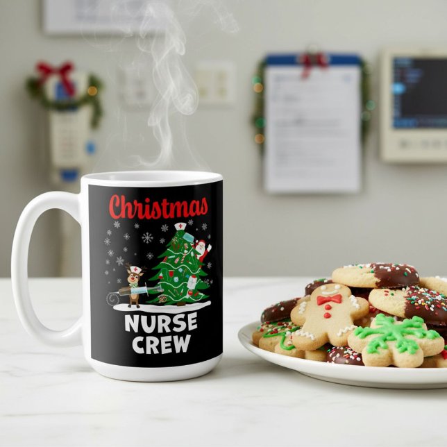 Taza De Café Navidades Enfermeras con Papá Noel y renos (Subido por el creador)