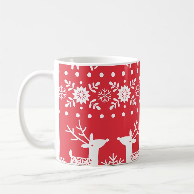Taza De Café Navidades escandinavos: Copos de nieve y ciervo (Izquierda)