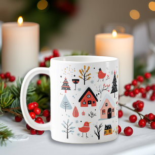 Taza De Café Navidades escandinavos de invierno de vacaciones