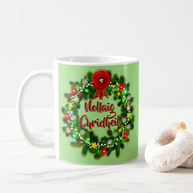 Taza De Café Navidades escoceses de Nollaig Chridheil (Con donut)