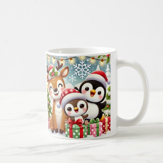 Taza De Café Navidades escuetos Animales Diseñar Mug (Derecha)